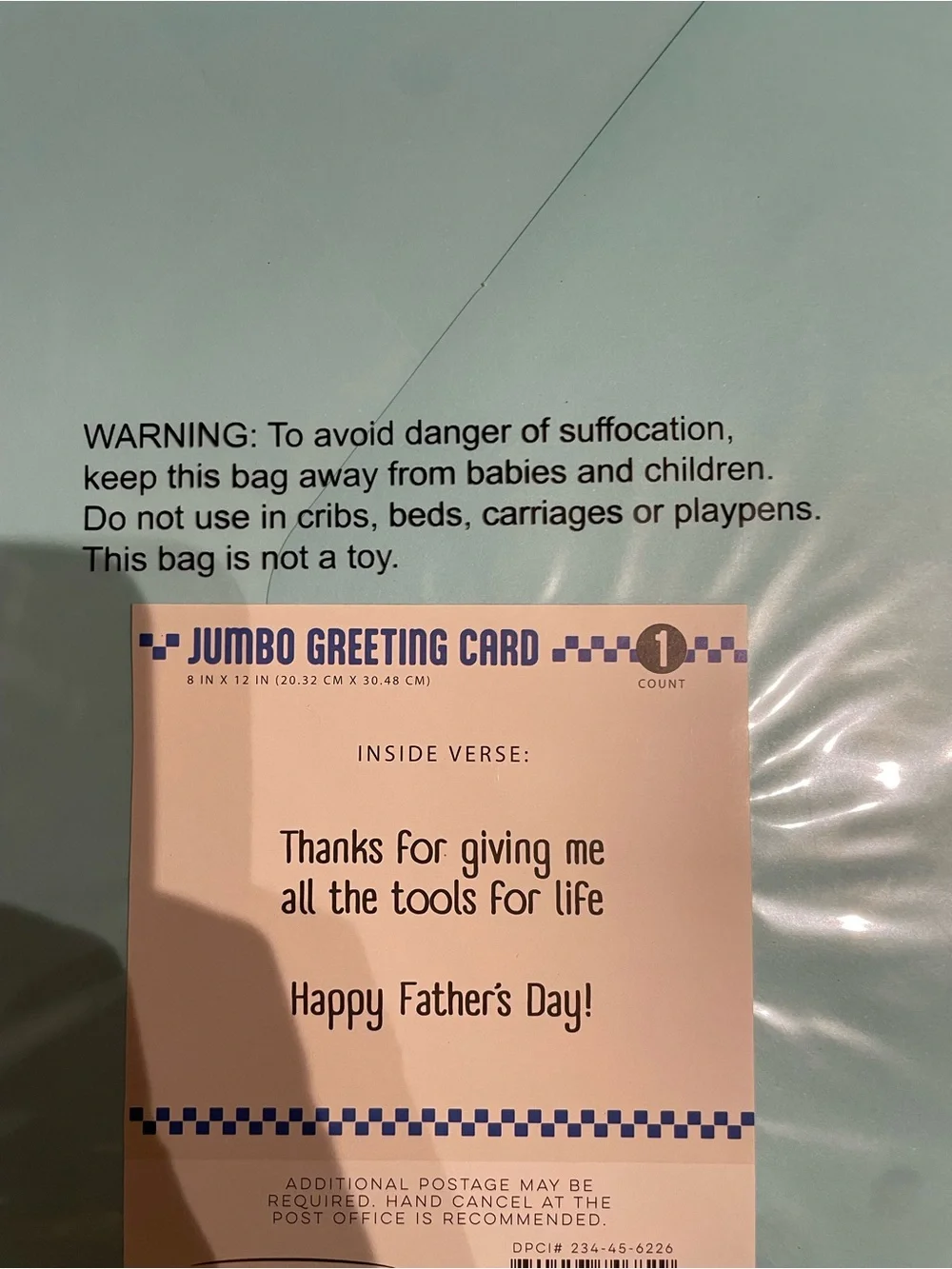 Jumbo Greeting Card 8”x12” with Envelope “Tool-Tally Awesome Dad” New